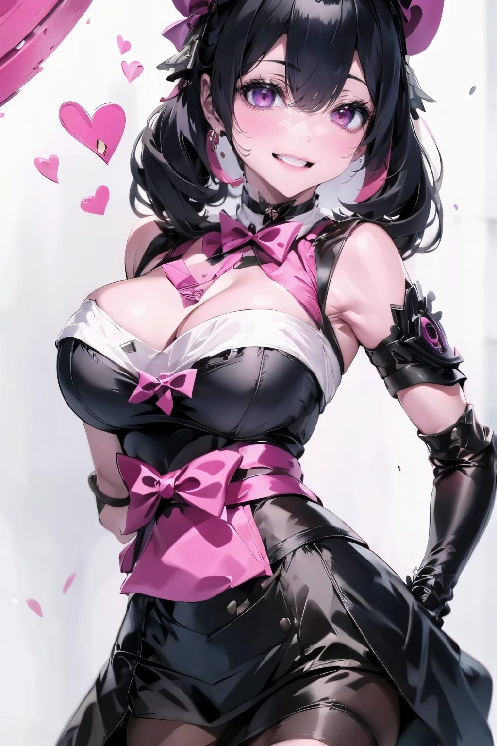 actual, 1 girl, Ponytail, Purple Eyes,  Bunny Girl，miniskirt，Black tights，open mouth, blush, Boxing gloves，Big Breasts，Cleavage，nipple，Sexy pose
