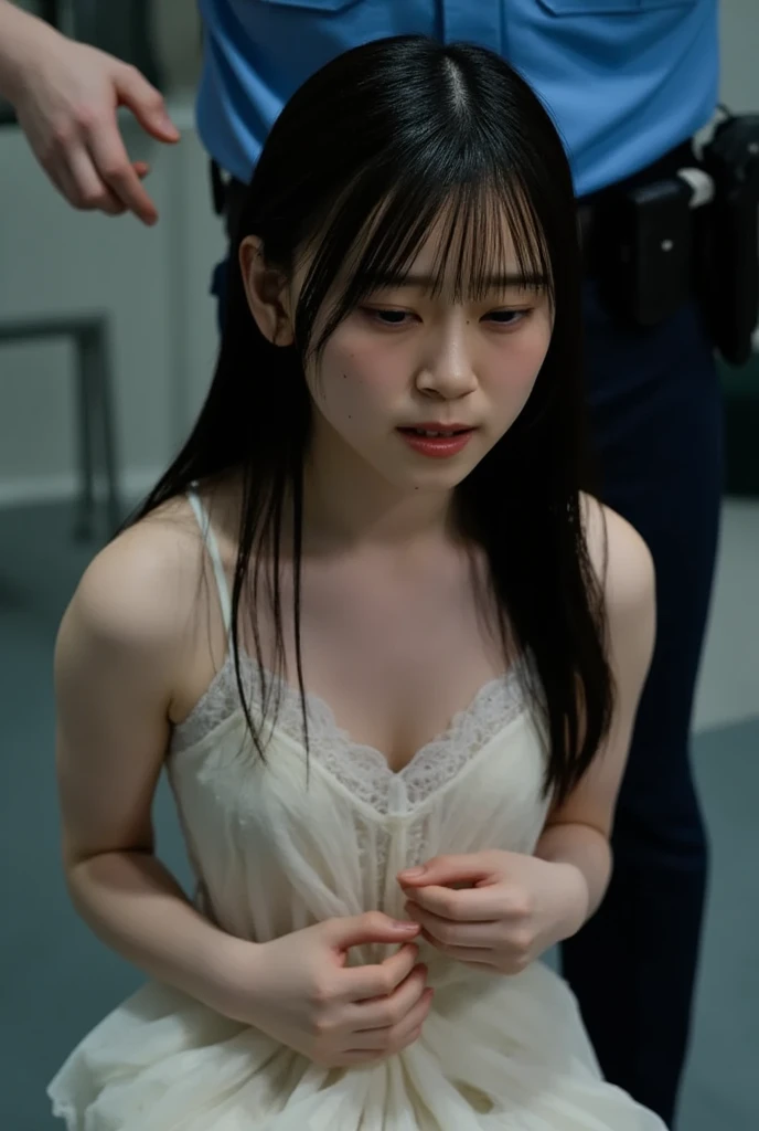 slender girl, (make up:1.1), (nude:1.2), small breasts, at school room, (upper body shot:1.1), cowboy shot