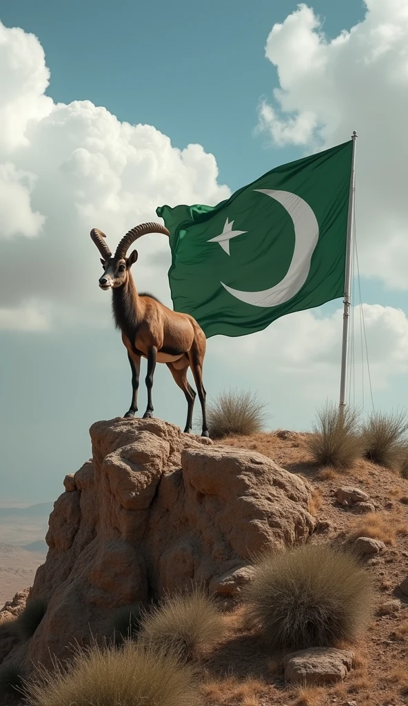 A markhor with pti flag