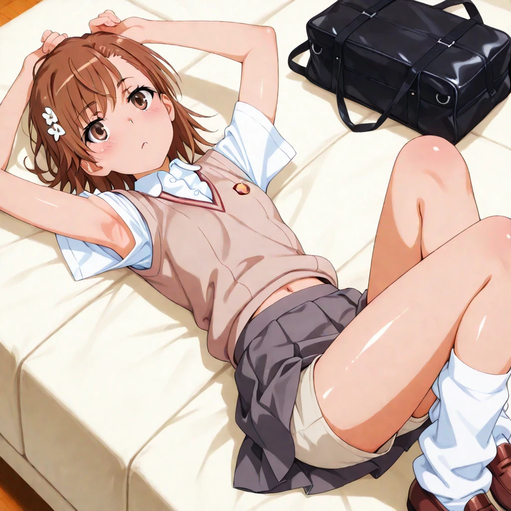anime girl laying in bed with her legs crossed, Seductive Anime Girl, lyin in bed, Makoto, (Anime Girl), lyin in bed, Cute anime girl, charming anime girls, at pixiv, Lying in bed, lying on one's side on bed, anime moe art style, Posing in bed, Anime Best Girl, sitting on a bed, Sitting on the bed
