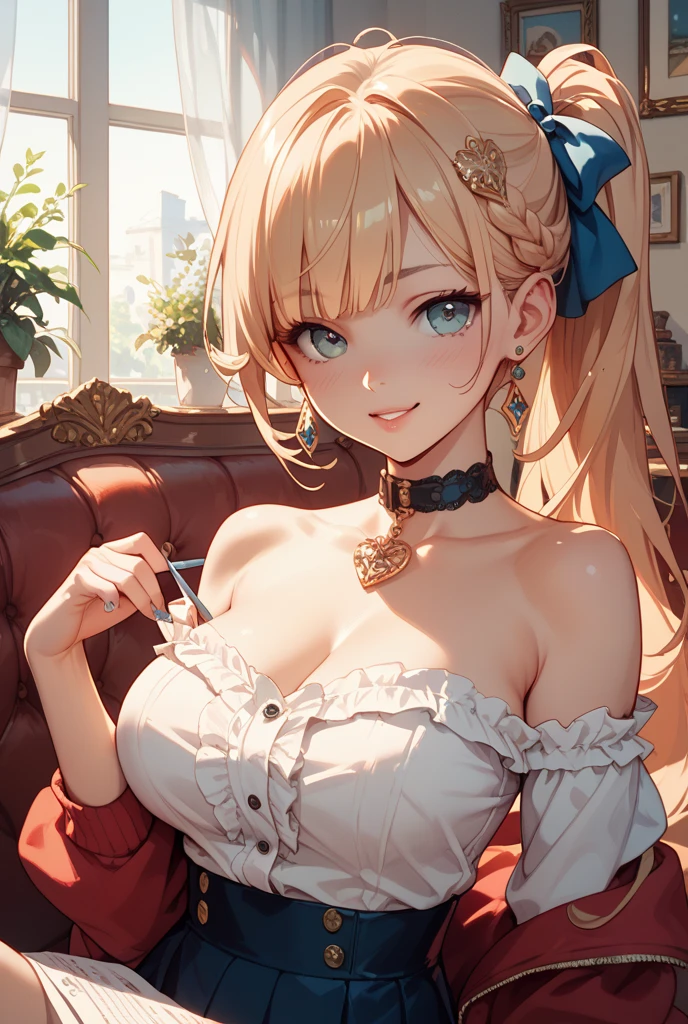 (masterpiece, best quality), 1girl, Bittersweet Crown Braid Updo with Gem Accessories, Size DD breasts, <lora:thin tights-001:0.8>