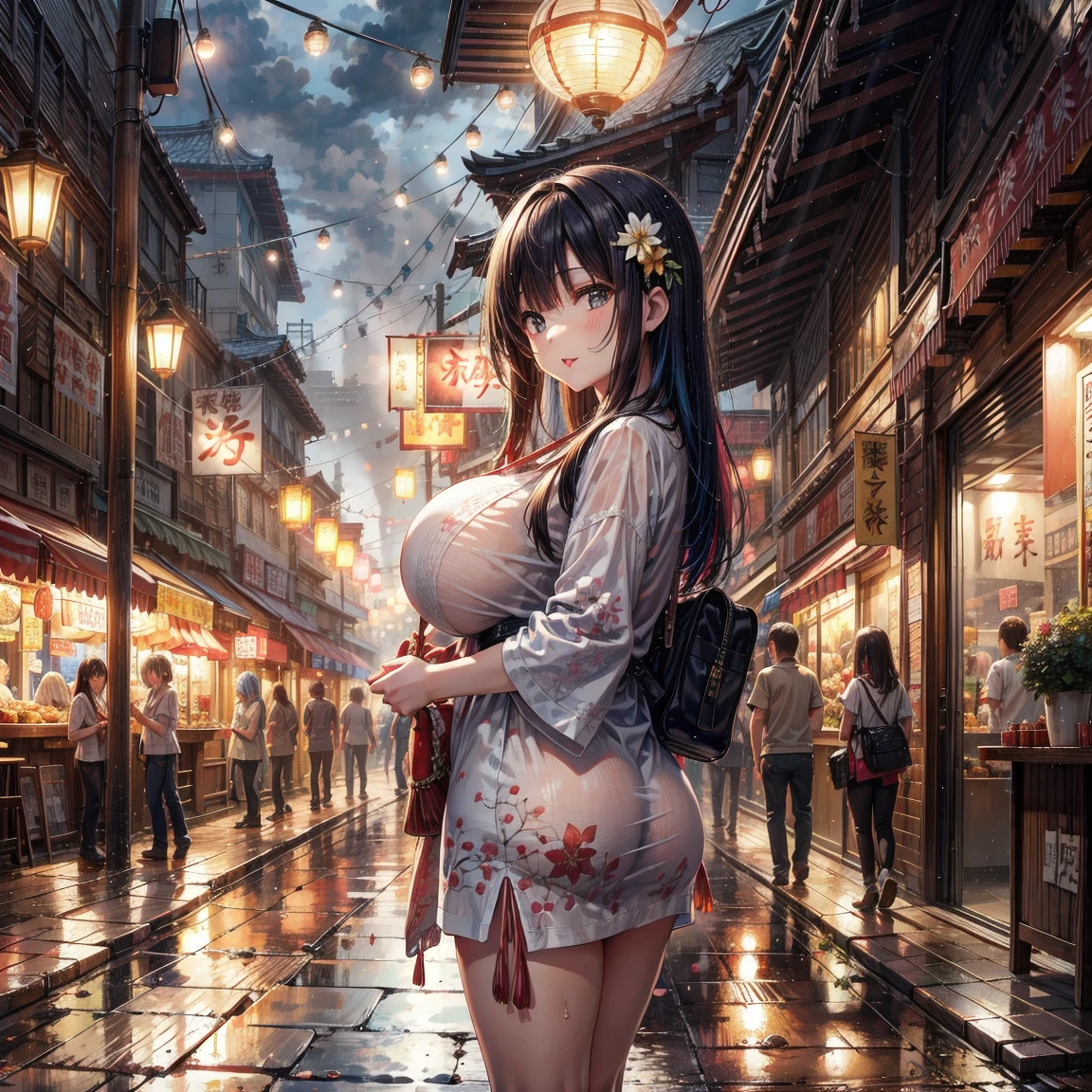 Anime Kawaii sexy Perfect Slim sensual body large breast and huge thighs, An intricate and highly detailed illustration of anime (Young girl) samurai girl, short black hair tied back, wearing a red Japanese kimono and black hakama, two Japanese swords crossed at the waist, ((work of art, highest quallity, A highest quallity de imagem, high resolution, anime sensual, CRU photo, 8k)), ((Extremely detailed 8k unified CG wallpaper)), (huge stunning photo of goddess, Very hot and sexy, jaw dropping beauty, perfect proportions, Body cute, Slim Body Beauty:1.4),