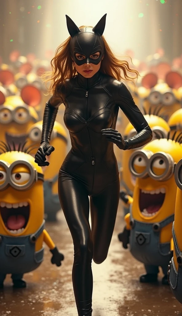 a woman Mimi Rogers (30yo) in a sexy sheer yellow bodysuit, tape over nipples, laughing and playing with muppets on sesame street, ultra detailed, 8k, photorealistic, beautiful detailed eyes, beautiful detailed lips, extremely detailed face, long eyelashes, intricate details, vivid colors, professional lighting, seamless composition, dynamic pose, whimsical, vibrant, photorealistic, cinematic lighting