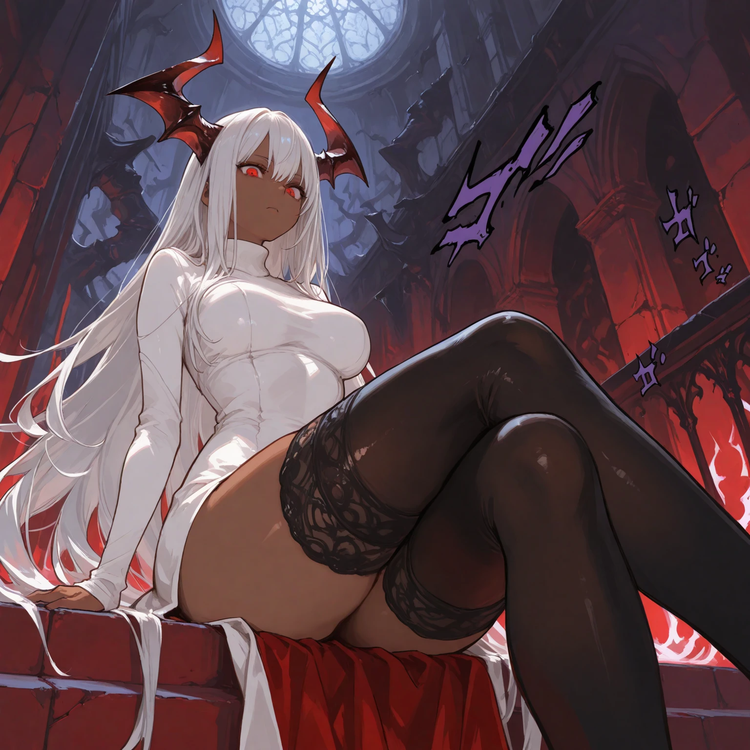 Satan from Tron in Hell, Realistische, detaillierte Augen, Teuflisch, Schwarzes und rotes Kleid, Demon Wings, Dämonenhorn, Context of chaos of hell and destruction, Bad queen, Blick direkt in die Kamera, With a contemptuous smile on his face, lange schwarze Krallen, Shaded illustration of high quality cells in hell, Full body Esbian, Dynamische Installation, perfekte Anatomie, zentriert, frei, Seelen, Approaching perfection, Zellschattierung, 8 Tausend , With a cinematic and dramatic atmosphere, Aquarellmalerei, globale Beleuchtung, detaillierte und komplizierte Umgebung, Kunststationen, Konzeptkunst, glatter, scharfer Fokus, Volumenbeleuchtung, Beleuchtung filmisch, giant boobs, ((NSFW)), ((naked)), komplett nackt