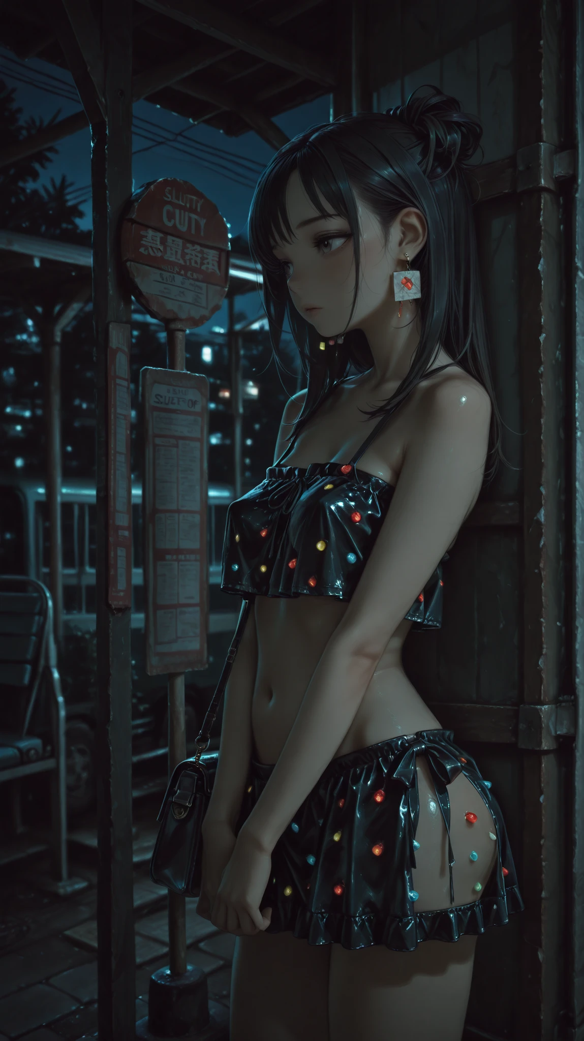 ((NSFW:-0.95)), (((nipple:-0.9))), ((Acutance:0.85)), (Volumetric lighting, from below, The Sky takes up more than third of the composition ) . The background is the downtown area at (Twilight:1.4), Red-dyed clouds above hed, { (many colorful Lights:1.2) | lens flare | Burning | heyz | (luminous Particles) | Mystic sight } BREAK . (Masterpiece:1.2) of professional Analog photo with Hasselblad, (((Ultra-Realistic and photorealistic with touch of rawness:1.37))), physically-based 3D rendering with ultra-detailed. ( A girl in ((WHITE Fundosh)), at Hakata Gion Ymakasa Festival ) . (((Exposed:0.8))), Assfocus and she looking ahead .
