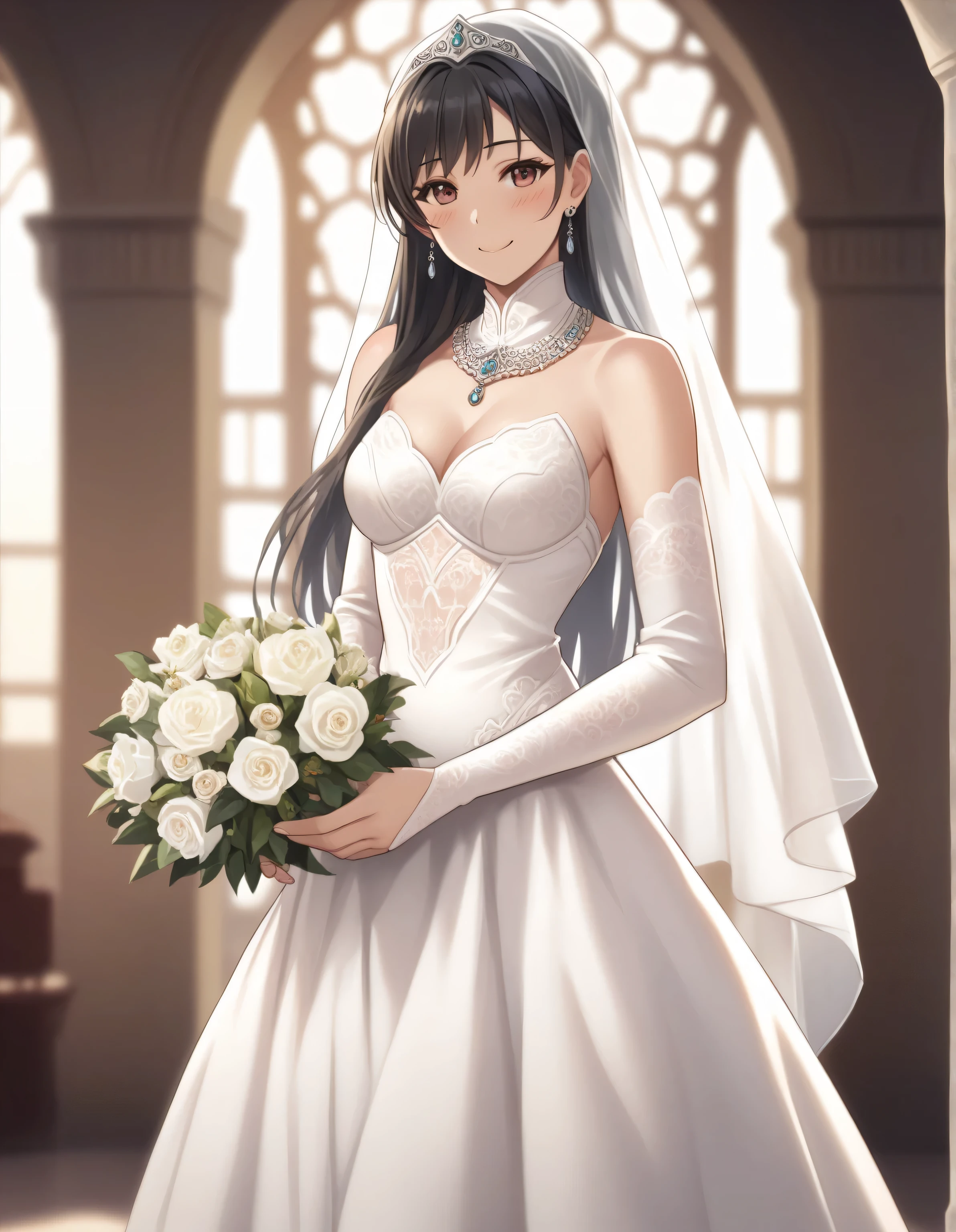 1 woman, age:45, outfit: micro mini wedding dress, colour of the outfit: white, enormous , full body image