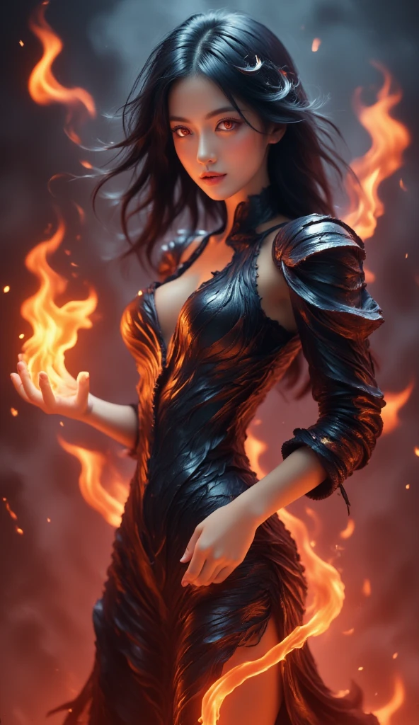 (AOC:1.1), long hair, breasts, looking at viewer, smile, multiple girls, large breasts, black hair, thighhighs, dress, 2girls, cleavage, jewelry, earrings, necklace, grin, black dress, tattoo, ring, hands on hips, arm tattoo, oil painting, by sargent, (Best Quality,4k,8k,High resolution,masterpiece:1.2), ultra detailed, (realist,photorealist,photo-realist:1.37), Portraits, warm color palette, Soft lighting.