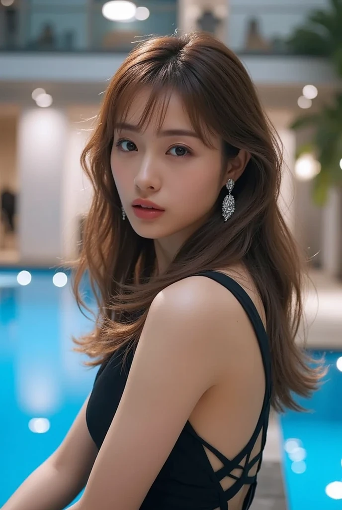 (Random solid color background: 1.5), (Browsing Caution), Standing sexy pose: 1.3, (Micro Bikini 1.3), 超High resolution, Naturalistic, Realistic, masterpiece, 超High resolution, Anatomically correct, 8k, 8k portrait, Super Detail, high quality, 最high quality, High resolution, Attention to detail, Perfect photo, Close to reality, Realistic details, Photo Mapping, 1 girl, alone: 1.5, whole body, Japanese Girls, K-Pop Stars, K-POPアイドル, KPOP Costumes, ((9-head-to-body ratio supermodel body type)), sexy, barefoot, High heels, 100 degree split: 1.5, M-shaped feet, Open your thighs: 1.5, Long brown hair, I can see her panties: 1.3, expensive, height: 170cm, Long legs: 1.2, Small breasts, Beautiful Face: 1.3,