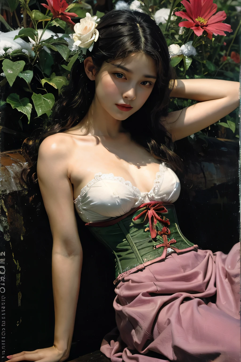 Chiaroscuro of Caravaggio,Math、Astronomical utensils,astronault,Roses in a vase,fruits,cute little,A smile,Ancient Greek costumes,Paintings by Sandro Botticelli,Costume with stretched shoulders,huge smile,large full breasts,Ecstasy expression,A sexy,erotick,Seduce you,Underwear