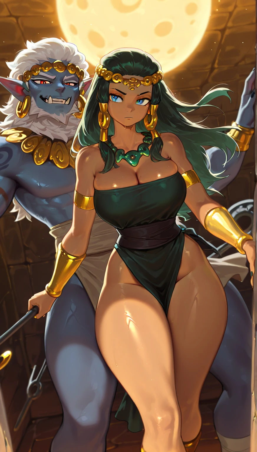 (best quality,photorealistic,highres:1.2),ultra-detailed,sexy,tattooed green goblin with mismatched big eyes and a big butt, wearing nothing but a seductive smile. She is playfully standing in a bedroom, holding a shield decorated with heart-themed heraldry painted on it. The shield is shiny and reflects the warm, golden light streaming through the window. The room is filled with an intimate atmosphere, with soft and cozy furnishings, adding to the allure of the scene.