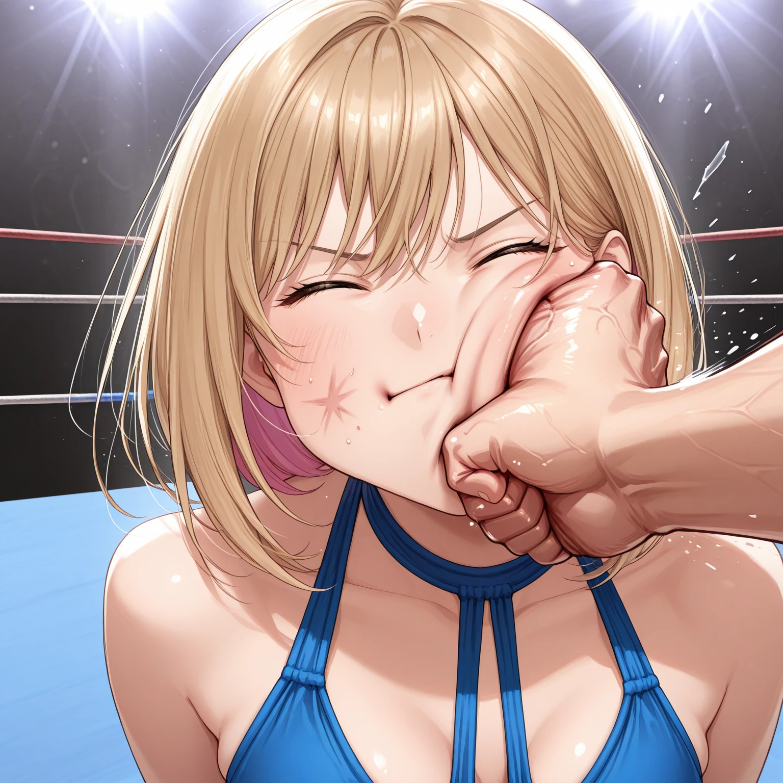 ((1girl,tall stature)and(1shota boy,short stature)),hetero, (((wrestling ring))), (1girl, tall stature:1.4),(muscular:1.4), (long hair, french braid),straight hair,(blonde hair, light blue eyes), (huge breasts), pale skin,shiny skin,(from behind, ass focus), (ahegao),(trembling), erectile nipples,((She wears competition swimsuit)), cum in pussy,(cum on clothes:1.4), cum on breasts,cum on body,cum facial, bukkake, cum in mouth,cum on hair,(excessive cum), (1shota boy,short stature:1.4),small penis, dark-skinned shot boys,interracial,((smug)), full body, ((fellatio,(((irrumatio))), sobbing, catch head,cum in mouth)), clothed,intercourse with a shota boy, (masterpiece, best quality, 8K:1.3), (ultra-detailed, high resolution:1.2),(illustration),((an extremely delicate and beautiful)),(detailed background),