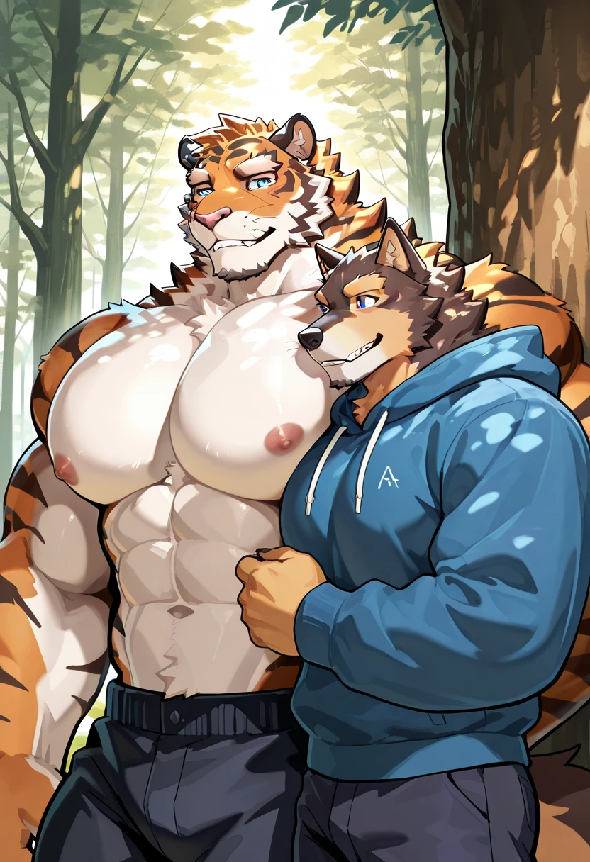 furry,tiger,wolf,tauren,bear,gay,big penis,, hyper muscular body ,touching,hand touching penis ,hand on chest,hand touching nipple,Tongue licking armpit,kissing with each other,foursome,hairy ,  Thick beard,cum,cum shot on chest and face ,large amount of chest hair、large amount of belly hair、large amount of armpit hair,Tongue licking,red tattoo,flirtatious facial expression,wear sunglasses,teacher in tank top,professor in  tank top with necklace ,student, 
, flexing armpit , ass leaking semen, ,orange eyes ,(detail  perfect face and eyes ,have eyeballs),lie down,in the class room ,random  fur, , flirting  , big chest, ((huge hefty pecs):1.2),Split abs,(strong beefy muscular body), strong muscles, 8 pack,  extremely hot and sexy,  , Double Penetration, messy cum ,thighs up、legs stretched out ,Hands touching the crotch, great physique,Strong arms, manly, bodybuilder , (Fine veins:1.5), (shine body:1.5) , (Excessive sweating:1.7), (Sweat all over the body:1.7) ,(steaming breath:1.2),,inflation, excessive cum, ,Bondage,((Ultra High Quality)), ((masterpiece)), ((Ultra detailed)), ((4k)),Perfect detailed features, , 2D, Hand drawn