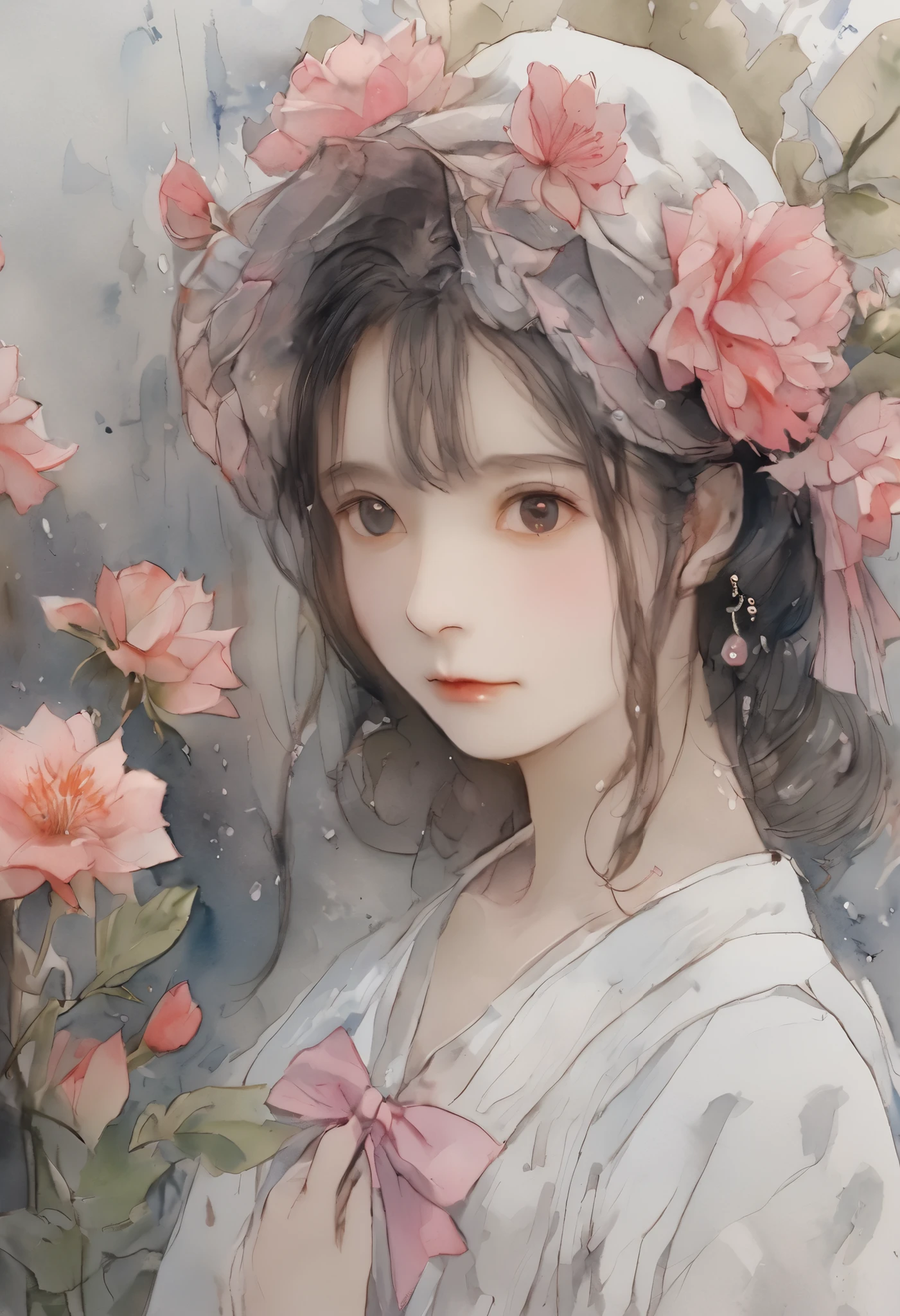 (最高品質), (現代スケッチ画, ブラインド・コンター・ドローイング ), 紫と青のドレスを着た女性のアラフェッドの絵, 水彩ペン画, 水彩スケッチ, ペンと水彩, 水彩とペン, 水彩とペン, 画用紙の質感、画用紙の凹凸、 ゆるい水彩画, セシリー・ブラウンに触発された, crayons and 水彩スケッチ, 水彩画, 鉛筆と水彩, 喫煙する女性, 水彩色鉛筆 + インク画、ncpy43 style、正確な手指、