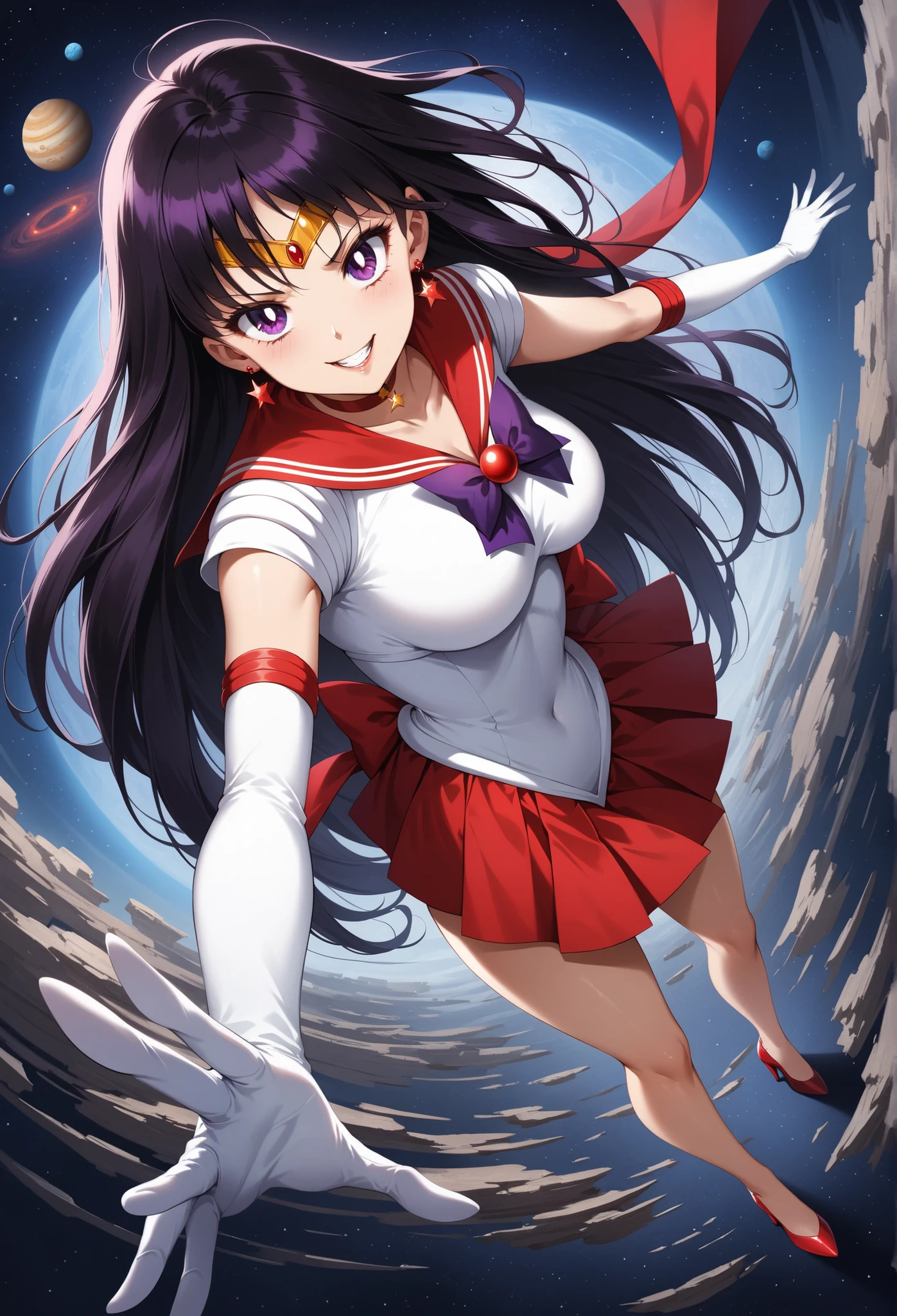 masterpiece, top-quality, Hi-Res, SAMA1, tierra, skirt by the, Sailor Senshi Uniform, white glove, Red sailor collar, a red skirt, star choker, elbowgloves, pleatedskirt, Bare legged, Purple bow, Cowboy Shot, is standing, A smile, plein air, put hands on the hip,masterpiece, top-quality, Hi-Res, SAMA1, Skirt flipping in the wind, Short sleeve sailor suit, pleatedskirt, Bare legged, Cowboy Shot, is standing, A smile, plein air, Woman raising her arms to show off her armpits,Clothes are sheer、The nipple is visible、genitals are visible、The skirt is flipped up and the underwear is visible、_expression__,(T-back underwear:1.4),solo、12-year-old woman、A smile、Legs open、White T-back panties、A smile、bangss、、Black hair、purple color hair、Perfect ass、waist - shot、Woman showing off white underwear with crotch open、Crab crotch、Miniskirt flutters in the wind、Underwear can see through、bottom body close up、Woman showing off underwear,、((Best Quality)) ((90s Anime)) 17 age, red hair girl, enticing, armpit length hair (((Relaxed and happy face))) (( Sexy Princess Dresses)) (((Mini skirt)))slender build, (NSFW:1.3), Background of floating temples in space. Accurate spatial background, Accurate ancient European temple background,Intricately drawn skyscrapers,Accurately drawn moon, Stars, and Nebulae,Hold hands、fighting poses、Spread your legs apart、Crab crotch、Open your crotch and show off your panties、Sheer underwear、Girl in white panties、