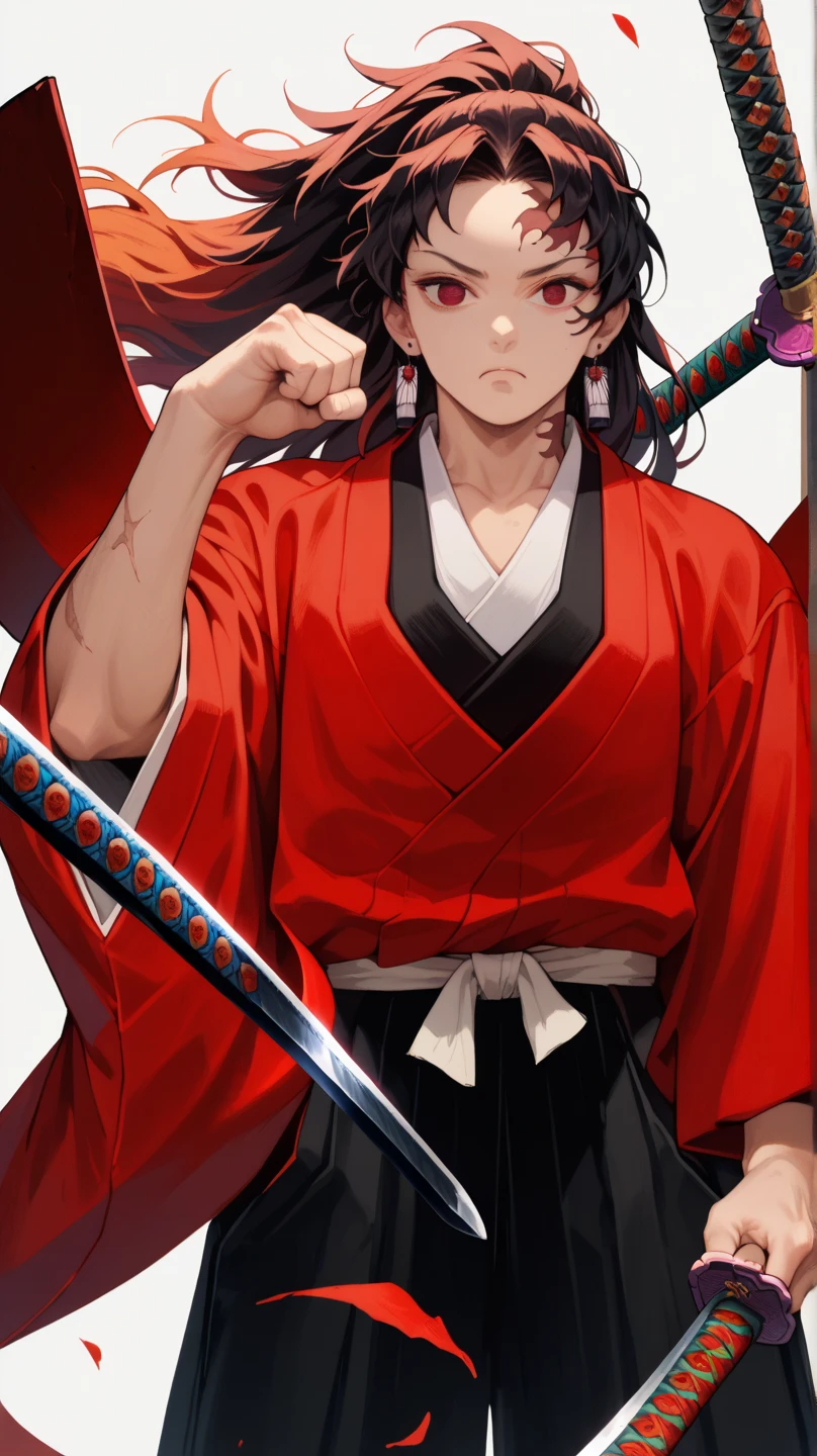 CHARACTER OF A PERSON WITH BLACK HAIR, LONG AGA, BROWN EYES, HANDSOME FACE, WEARING A KIMONO. NAMED "SUGURU GETO" IN THE ANIME STORY SERIES"(JUJUTSU KAISEN), IT STANDS IN THE MIDDLE OF A BEAUTIFUL CITY, WITH REALISTIC -8K HDR EFFECTS.