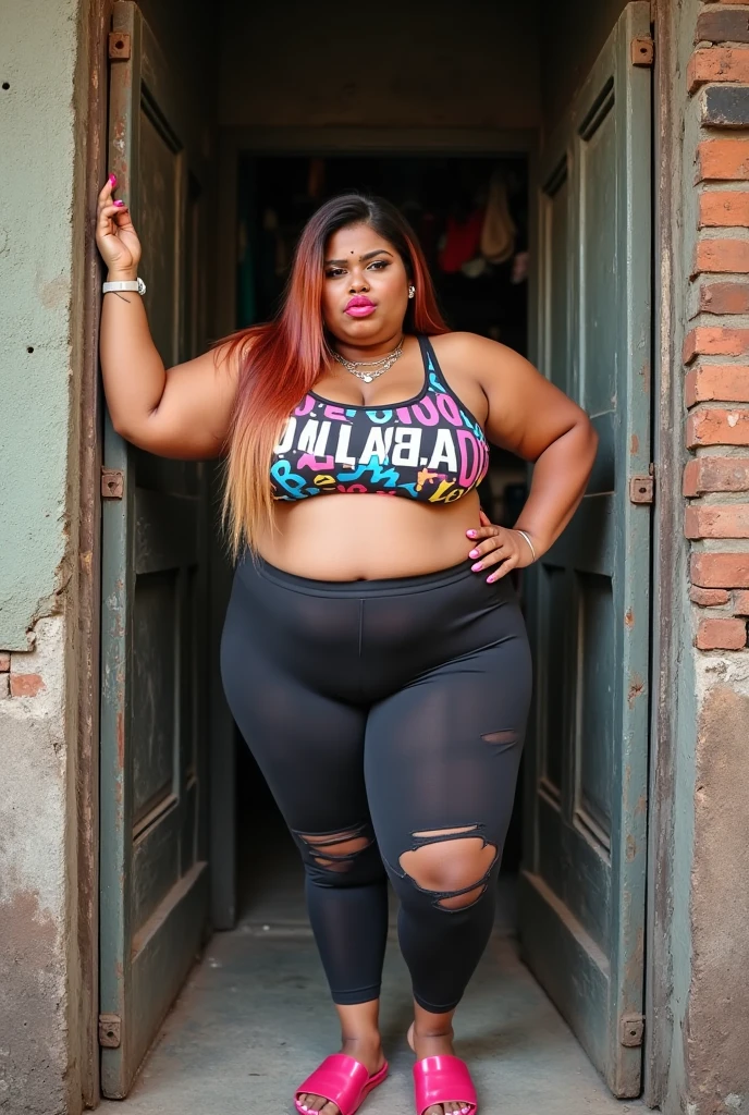 Prompt: score_9, score_8_up, score_7_up, BREAK,1girl, very exotic, thick, curvy, onlyfans model, bimbo, massive breast, big booty, thick thighs, wearing shorts, top, flirting with shota, crime,grabbing shota face, closer to her navel, outdoor, day time, 