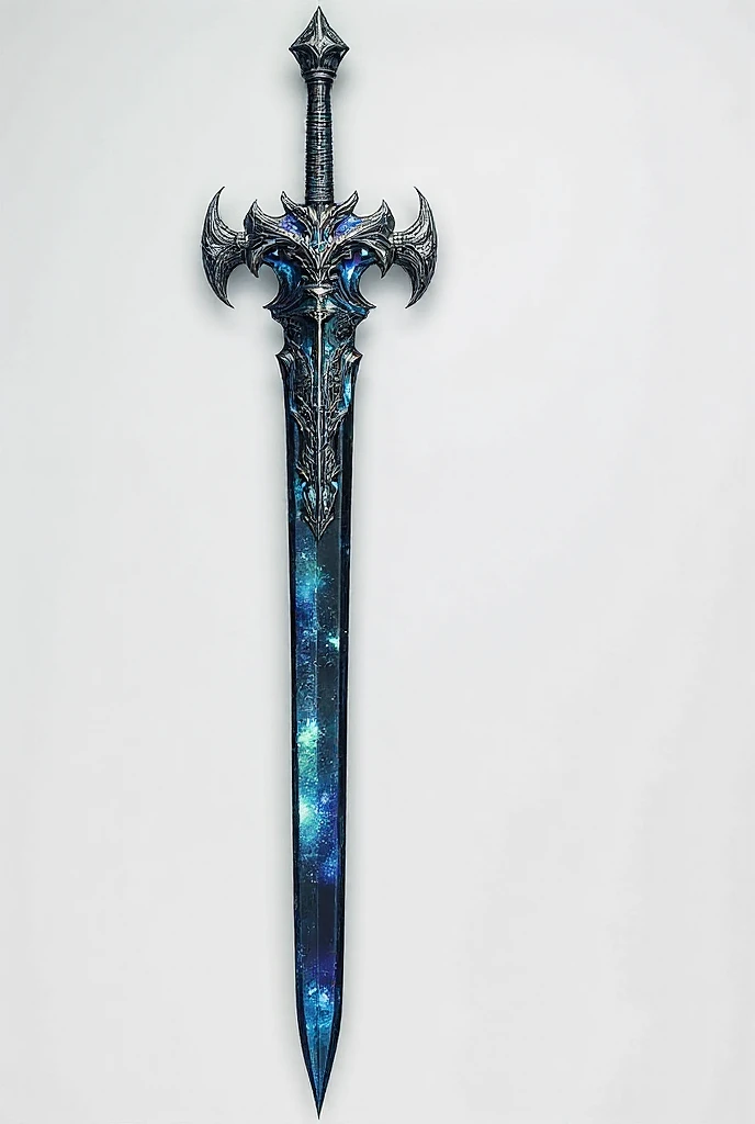 greatsword, thin obsidian blade, glittered with stars, intricate design, no background, symmetrical