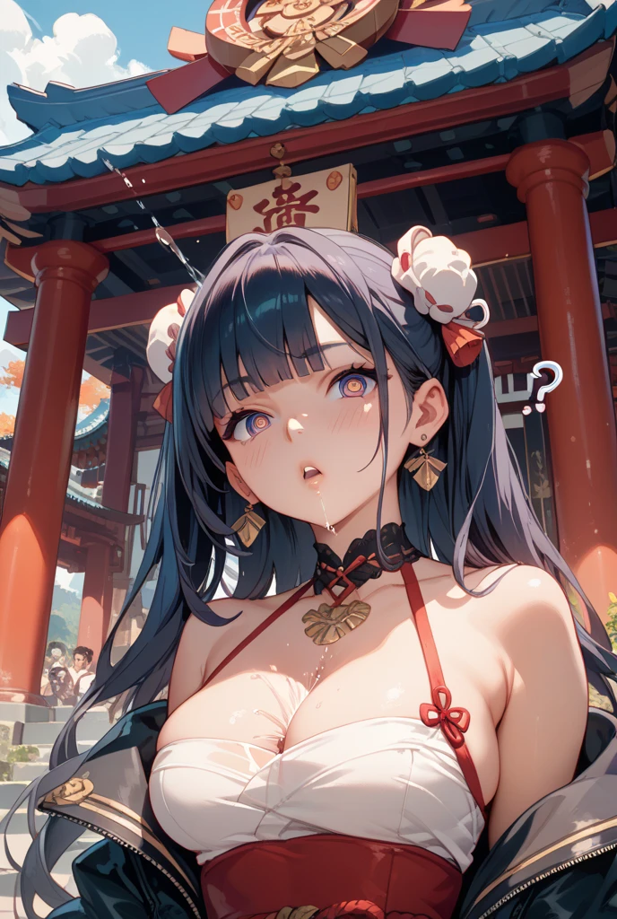 最high quality, masterpiece, High resolution, One person,China dress,hair ornaments,necklace, jewelry,Beautiful Face,On top of that_body, Tyndall effect,Realistic, Dark studio, Rim Light, Two-tone lighting,(Skin with attention to detail:1.2), 8k uhd, Digital SLR, Soft lighting, high quality, Volumetric lighting, Frank, photograph, High resolution, 4K, 8k, Bokeh,Large Breasts