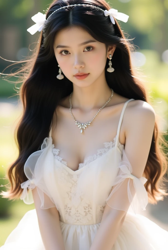 ((Masterpiece, Top image quality, high resolution、alone、shiny skin))(on the table, best quality, actual, super detailed, meticulous, high resolution, 8k wallpaper), Close-up portrait of a beautiful woman, Chariada, smiling, light brown messy hair, Perfect dynamic composition, 美丽meticulous的眼睛, Just like the cover of a fashion magazine, on campus