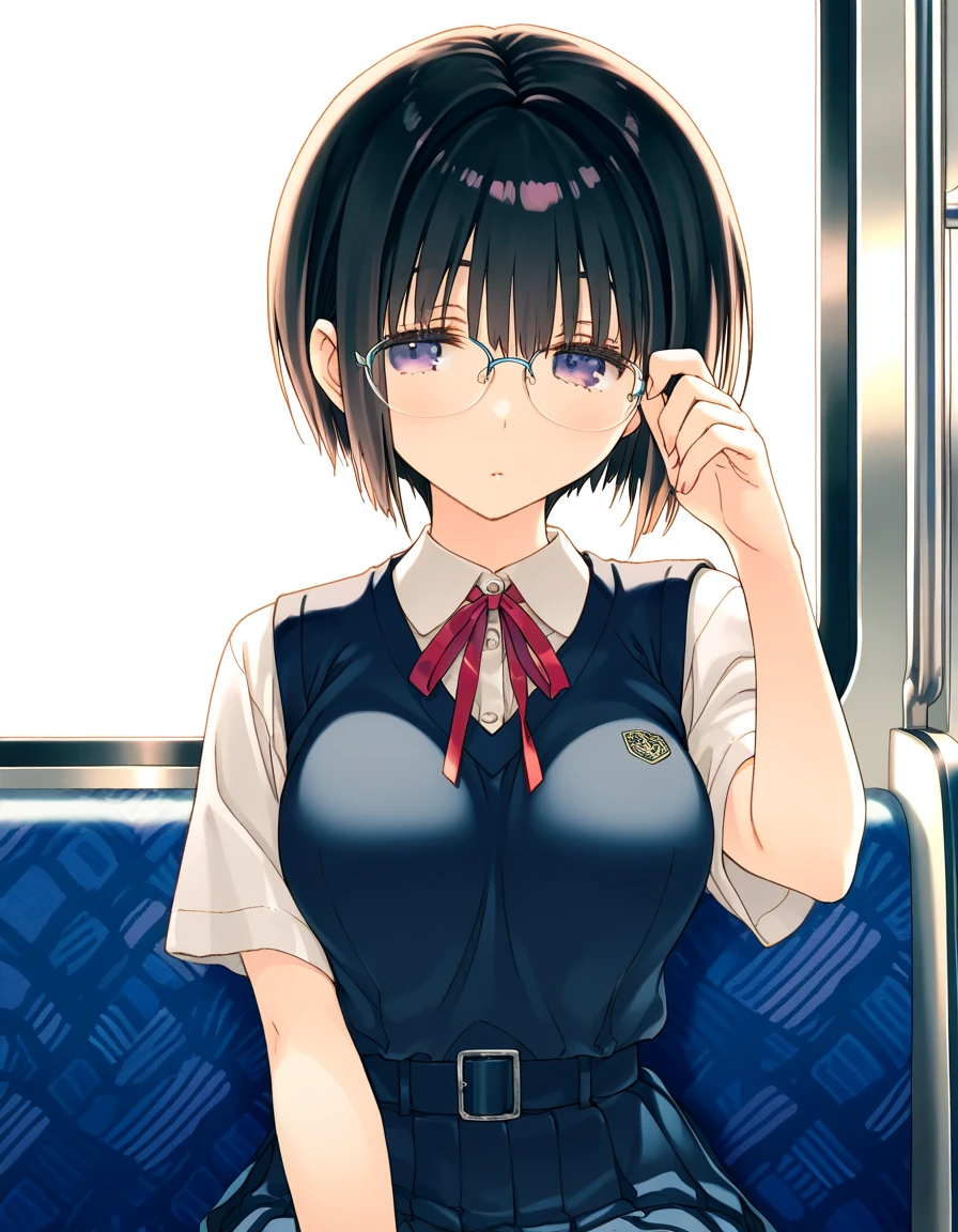 masterpiece, highest quality, highest quality, One girl, alone, View your viewers, , Tezuka Rin, (Amputee without an arm:1.2), Brown Hair, collar, collared shirt, (double amputee:1.2), Green Eyes, katawa shoujo, Red tie, shirt, short hair, alone, white shirt,  Rozhkin, Grin, Accurate teeth with gaps 