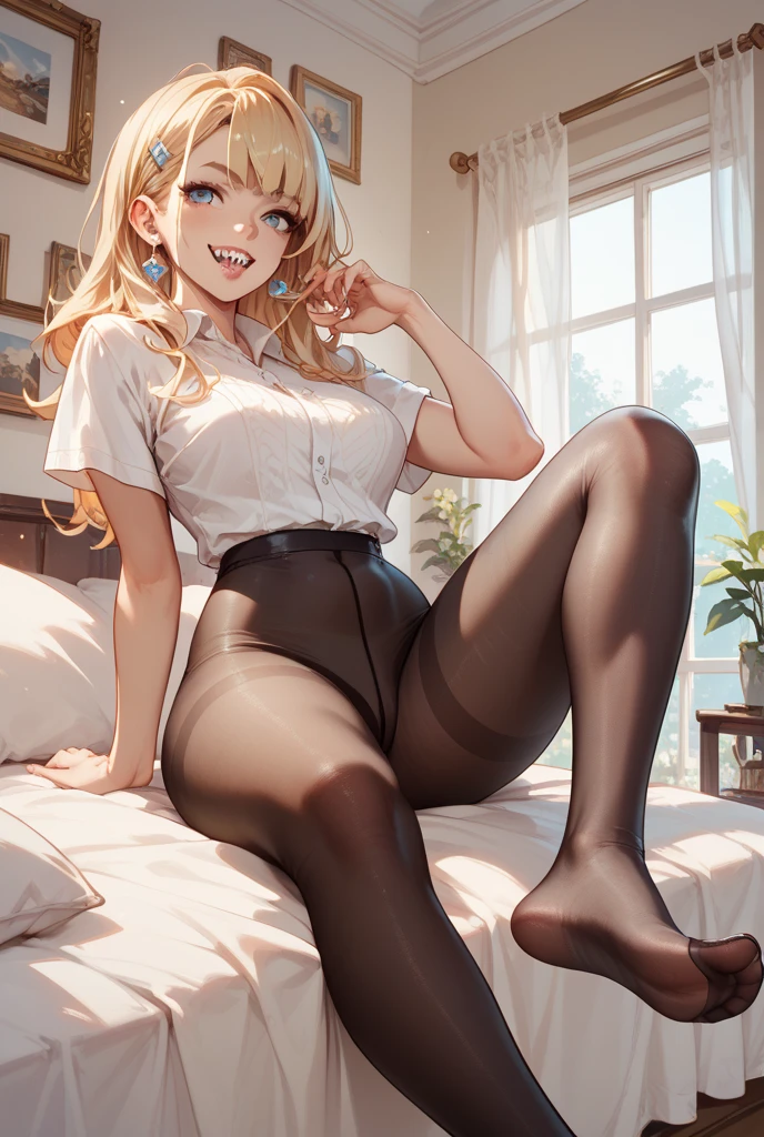 (((NSFW))) Long Hair Blonde Toddler girl (((A glimpse into the sheer black see-through blouse))) (((See-through black skirt))) (((See-through black pantyhose)))Cherry tree in full bloom Primary school students No pants Transparent white school hat ((whole body))((Black high heels))