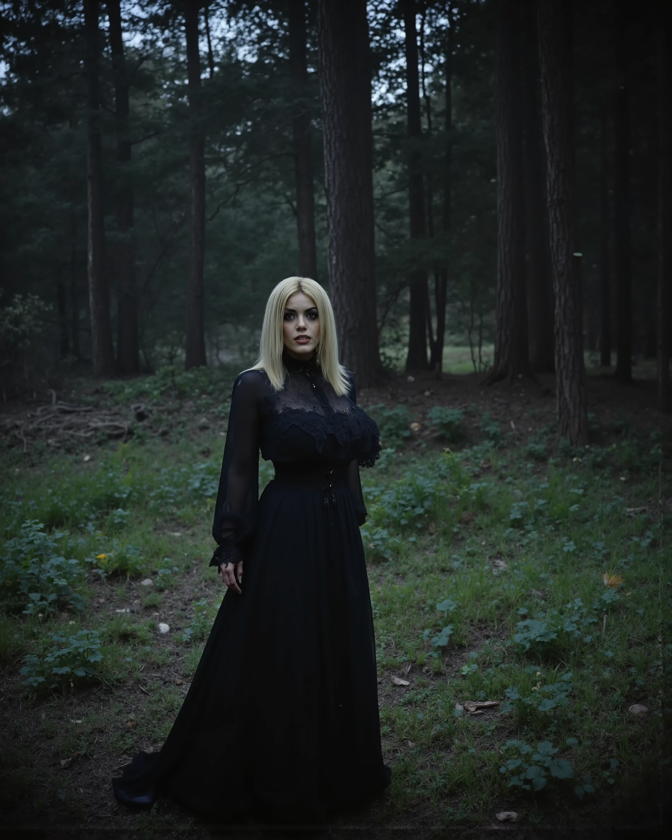 SINISTER, unheimlich, dunkel, Schatten, verzerrt, grainy, film grain, Victorian, Kultisten, mit Kapuze, unheimlich, Wald, amber alena, a woman with blonde hair, ArsMovieStill, movie still from a 1970s horror movie