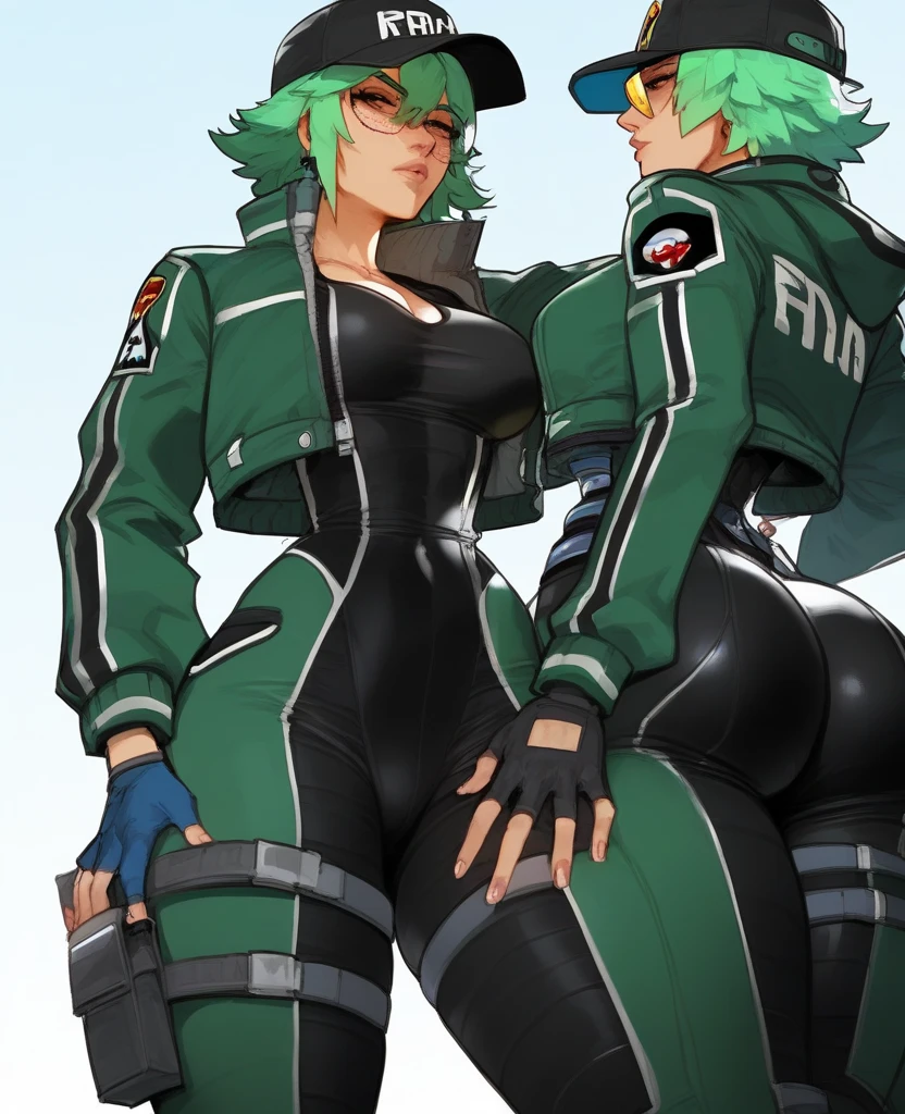 3 gorgeus women, olhos verdes profundos amendoados, muscular arms, Ultra HD, retina, obra de arte, Anatomicamente Correto, pele texturizada, detalhes altos, premiado, Melhor qualidade, 8k, alto,( holster, gun holster, bondage gear, armwear, legwear, Choker, black gloves, elbow sleeves, yellow headband, pantyhose, harness, belt with pounches,), shirtless, bottomless, shaved pussy, large perfect breasts, wide hips, thick thighs, naked, clothless,