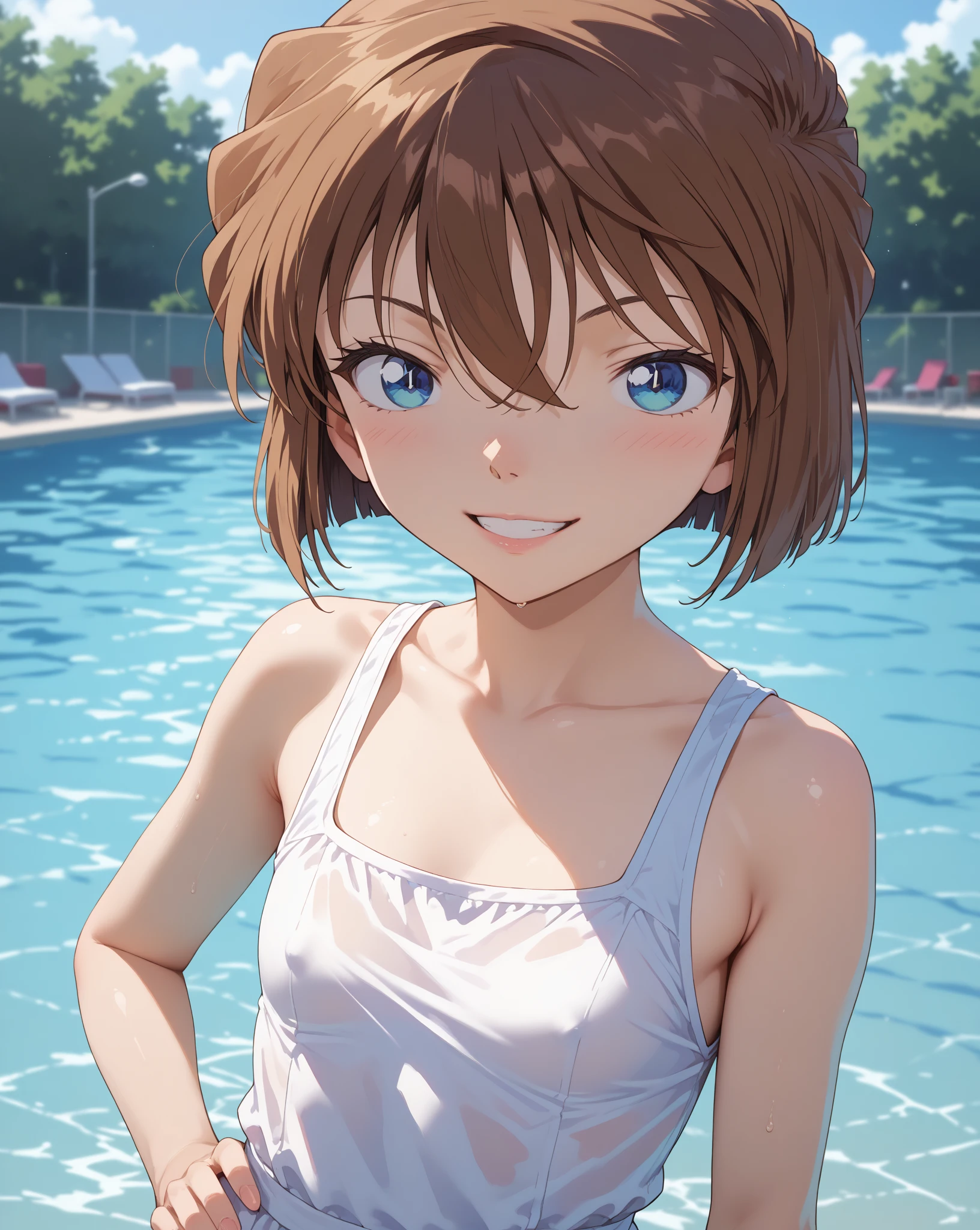 photo of an attractive teacher bombshell going to the pool by buriki