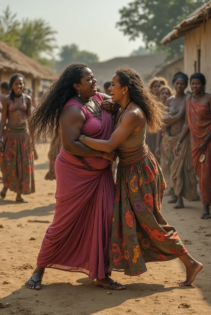 2 Bangladeshi 40 year old 80kg aunty wrestling. One is dominating