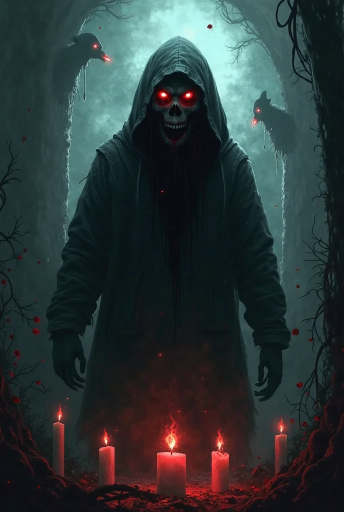 horror wallpaper，(the Extremely Detailed CG Unity 8K Wallpapers),(masterpiece), (best quality), (ultra-detailed), （Most Best Illustration），（best shadow），Dark lights，perfect anatomia，vivd colour，Terrifying，Dark，suspenseful，dangerous，black in color