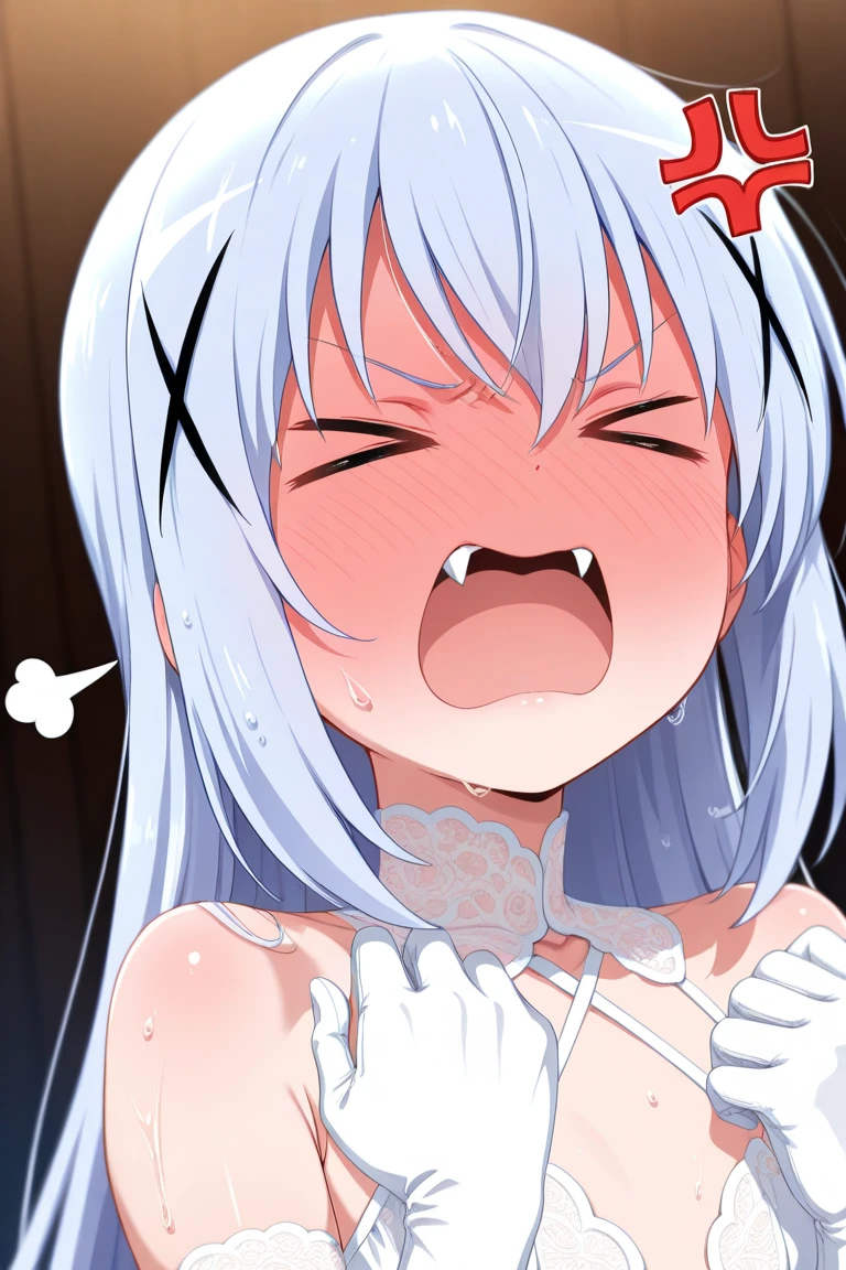pekomama, ,(masterpiece),(best quality),(ultra-detailed),(best illustration),(best shadow),(absurdres),(detailed face),(very aesthetic),1girl,dim lightning,in backroom,in heat,horny,looking at viewer,heavy breath,shiny skin,sweat,,,aged up,kneeling,cupping hands, solo focus, own hands together,open mouth,tongue out,drooling,saliva trail,uvula,palm,hands on own chin,ohogao, teary-eyed, drool, half-closed eyes,