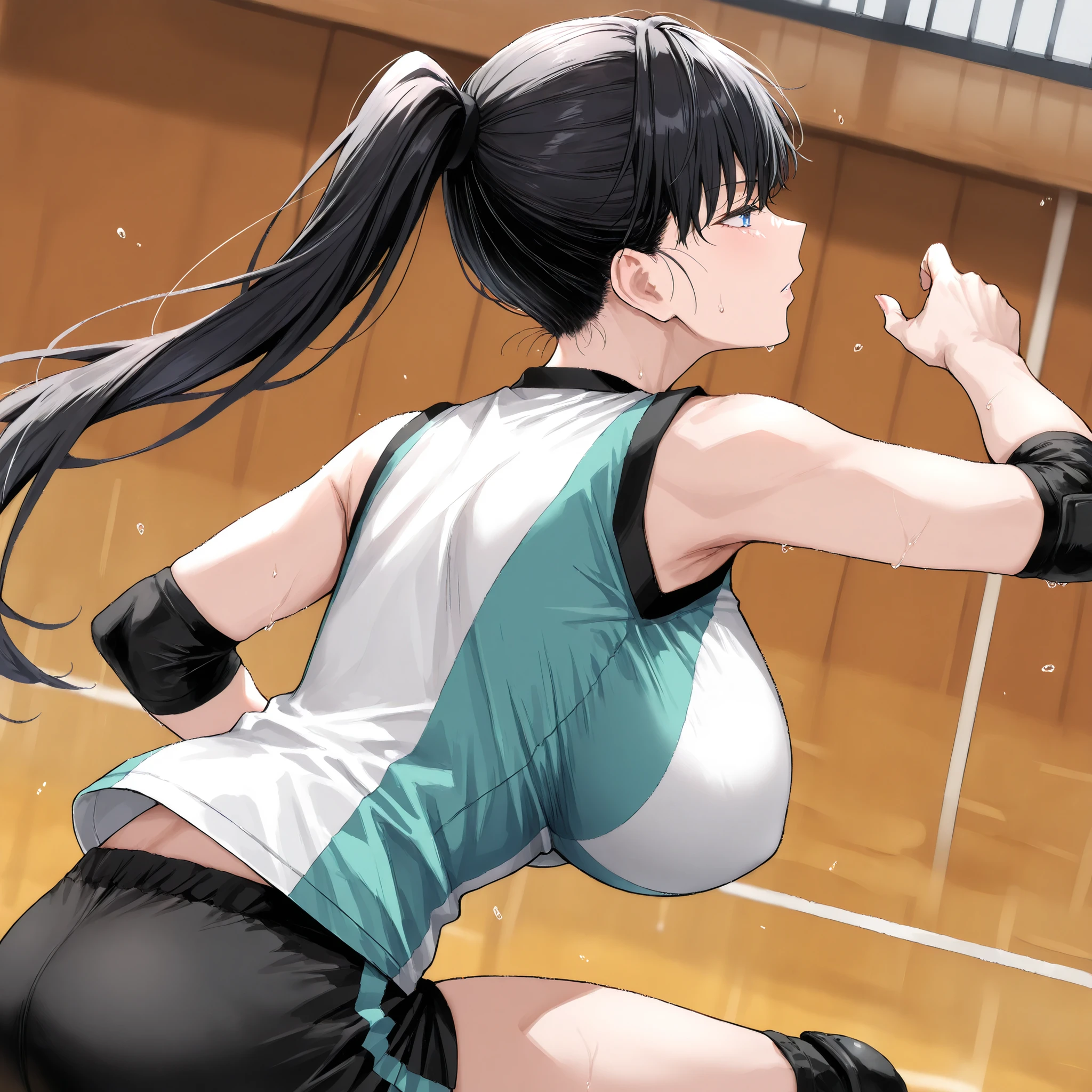 ((solo)), 見ている人を見る,(( 隣から見た)),masterpiece,best quality,ultra high res,photorealistic,8K UHD,hyper-detailed, masterpiece,(realistic:1.6), RAW写真超高解像度,
best quality,
amazing quality,
hyper-detailed,
anime screencap,高品質傑作, 解剖学的に正確な, 美しい顔, 完璧な顔, 非常に詳細で美しい顔と目, 魅力的な顔, 詳細な顔, 繊細な顔立ち, 魅力的な, 誘惑な表情,1 girl, (toudouakira, 若い女性,black hair, high ponytail, blue eyes, long hair,very large breasts,健康の肌,volleyball uniform, black shorts, sleeveless,),break,
健身房的日常風景,肌肉訓練,
{{open leg}},detailxlSimplePositiveXLv3, lms, from side view ,
