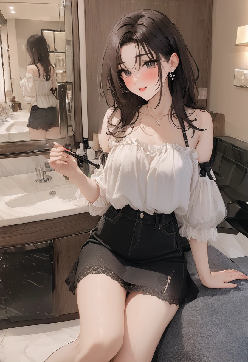 highest quality、masterpiece、High sensitivity、High resolution、mother、Thin thighs、squat、Sandals