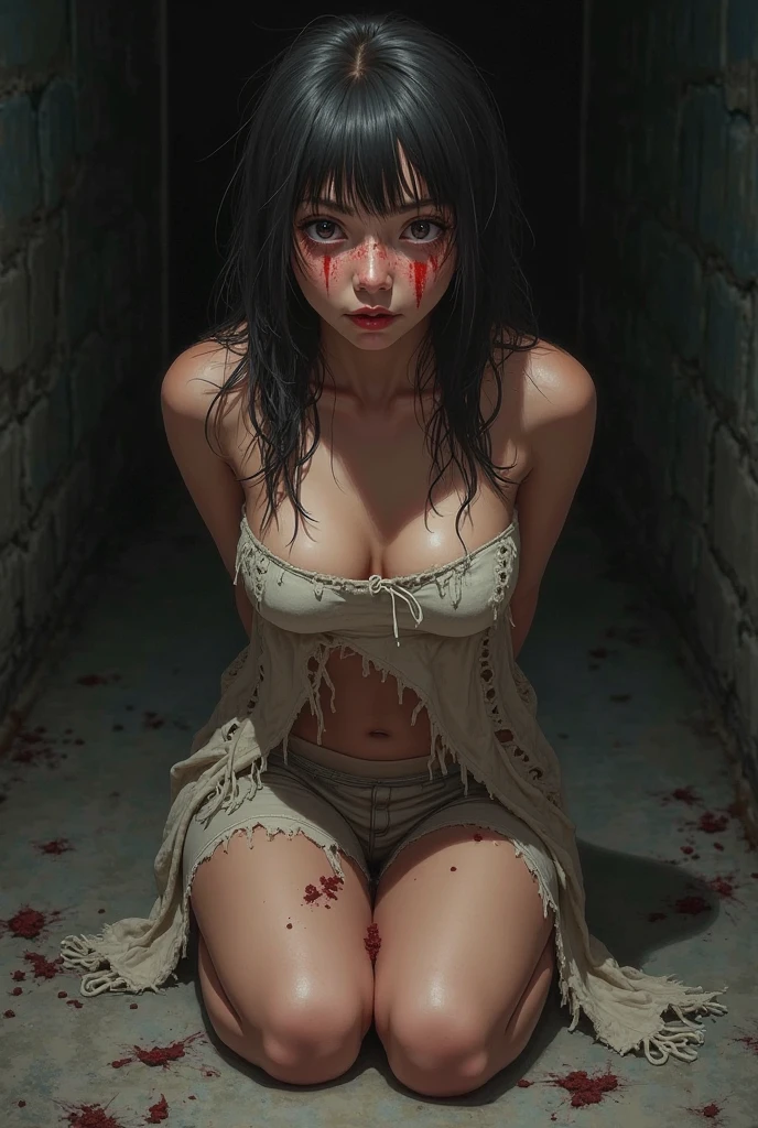 zombie、Dynamic Angle、Dynamic Pose、Inside a beautiful Western-style building、Pussy、Both eyes open、The bones are exposed、Dark, rotten skin、Nipples、forehead、Bloody、Injured、Hollow Eyes、I'm not feeling well、Wandering、Half naked、My clothes are torn、My hair is messy、Pale complexion、I'm about to die、Eating humans、Attacking the old man、An old man is lying down behind me