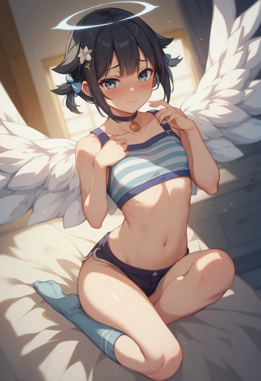 super girl elementary school student, masterpiece, highest quality, abstract, psychedelic, neon, (honeycomb pattern), (creative:1.3), fantasy 00d、 black hair、bob cut with trimmed ends、flat chest、thin crotch、con、belly button、High-leg style、white cloak with pink pattern、pointed nipples、white panties、(((squat)))、transparent clothes、A lot of pink hearts pop out from the crotch..、pray、Underwear that has dug in、((Love juice splashes from the crotch))、Open your、take off、Mouth wide open and drool、surprised eyes、white beret