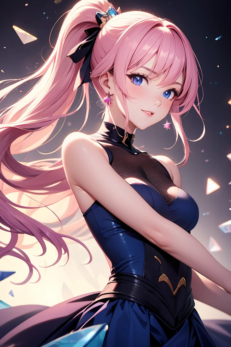 masterpiece, best quality, highres, nm1, cyberpunk maid dress, short skirt, rabbit ears, cowboy shot, standing, colorful hair