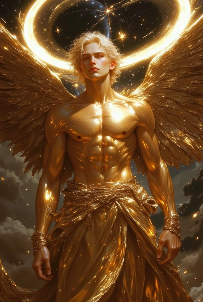 Lucifer angel of light dressed in golden clothes