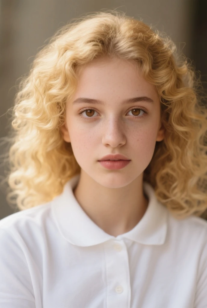 A girl with curly hair and blonde