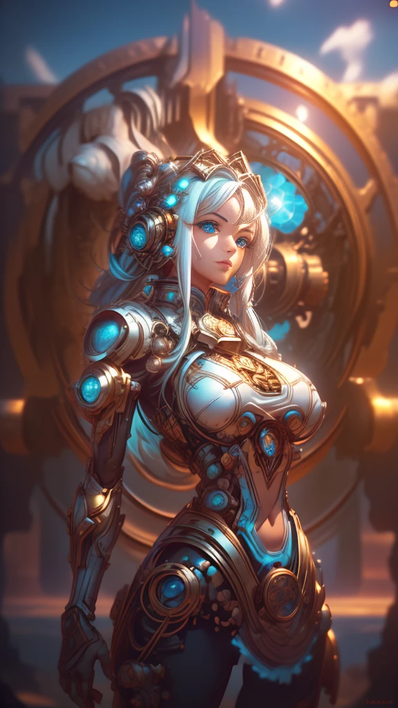 Masterpiece, Best Quality, Girls, Slender, Blue Eyes, Hair Color, Iridescent, Long Hair Spreading, White Skin, Medium, Cute, Sexy, Near Future, Cyberpunk, Bikini, Exposed Skin, Night, Psychedelic, Trip, Extreme Color, Paisley Theme, Open Legs, Mechanical Left Arm, Full Body