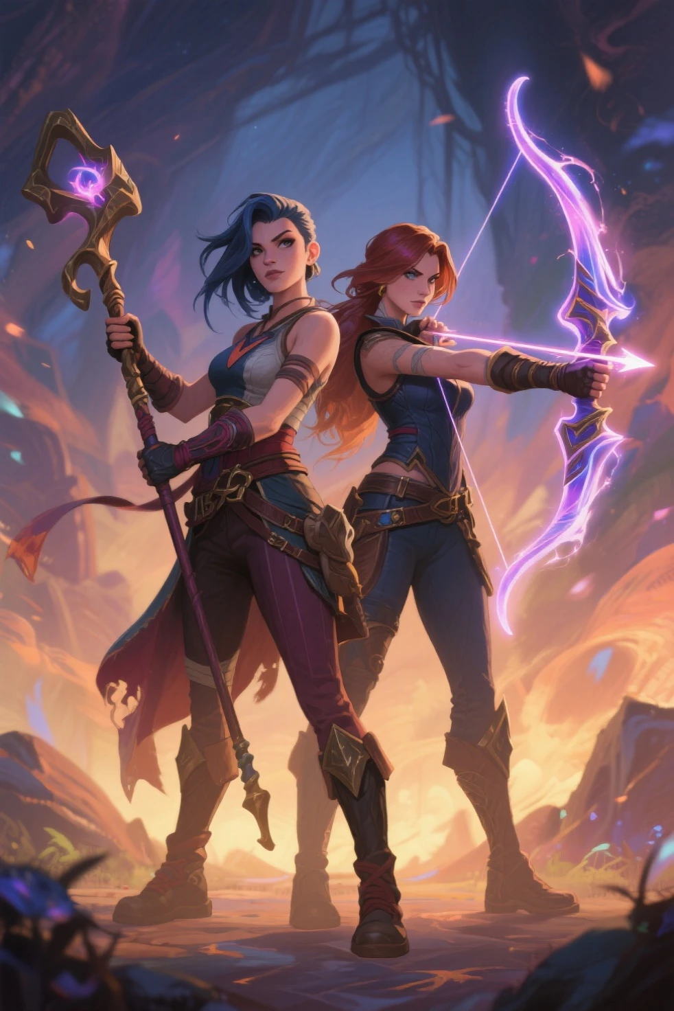 A League of Legends image of Miss Fortune Warrior Bunny touching Aurora Warrior Bunny&#39;s ear 