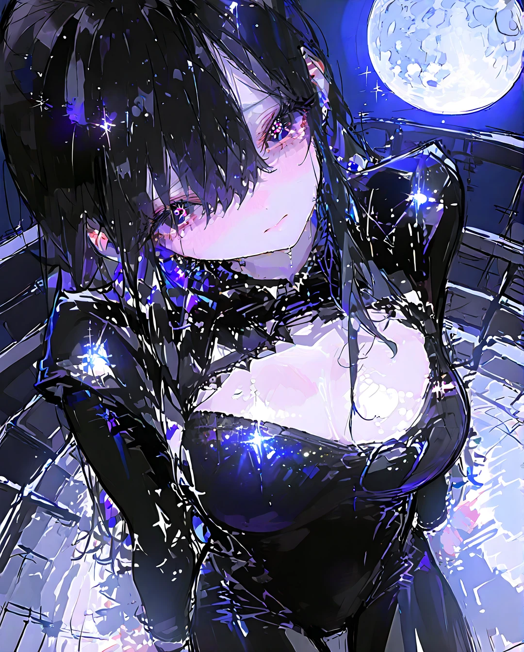 Woman latzx black catsuit white slime inside