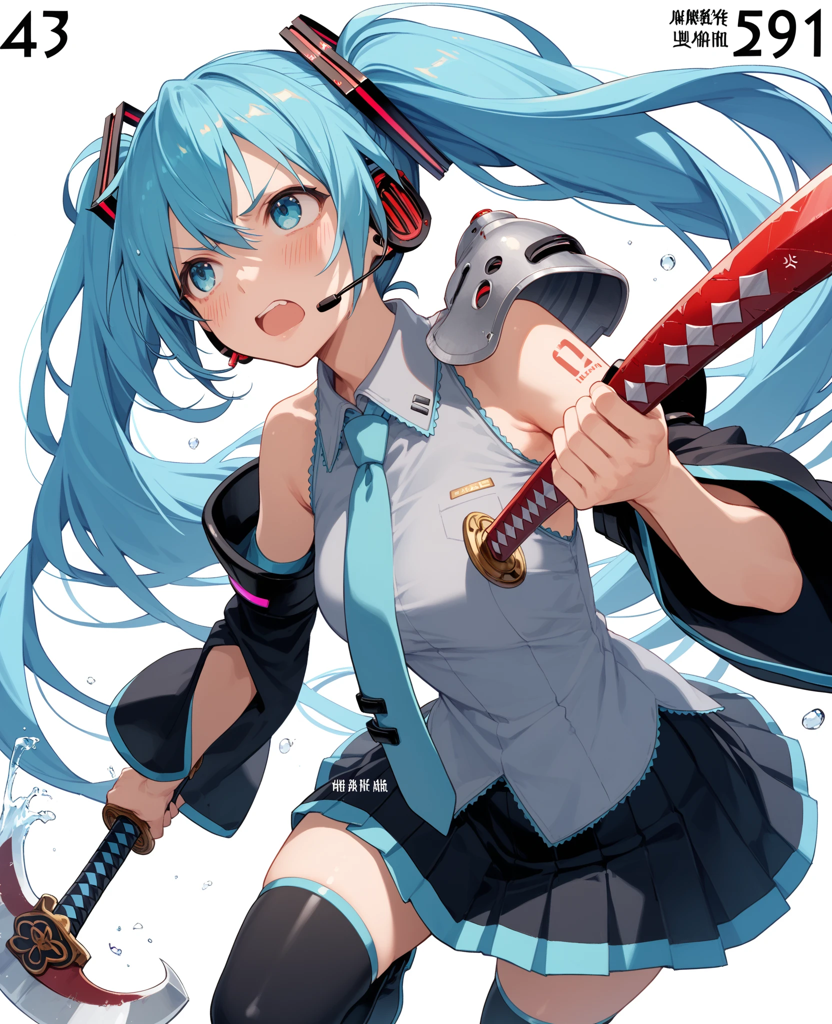Gloves Cute Twintails Light Blue Hair Girl