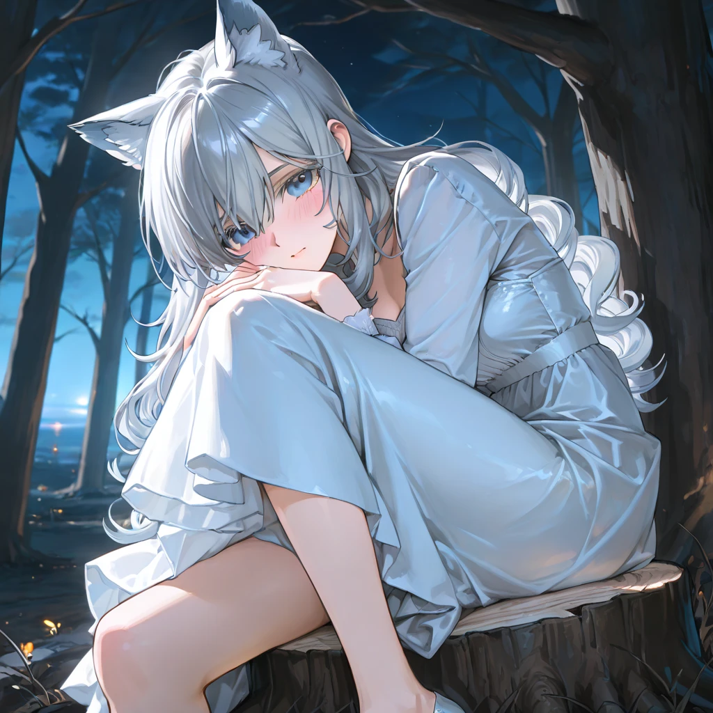 Night scene with full moon and new moon in the sky, Quiet forest night scene, forest and moon, moonlit forest, moonlit forest environment, night in the forest, Nocturnal forest, Night forest background, anime backgrounds, night time moonlight, anime lush john 8k forest, Forest at night, in the forest at night, anime backgrounds艺术, Moon Night