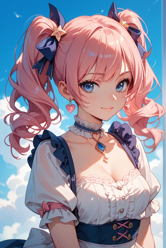 ((Extremely detailed depiction, Super detailed, Exquisite quality, Ultra-high resolution)), (upper body:1.5), ((A transparent gown)), ((A Rococo Victorian gown featuring a voluminous, huge, full-length hoop skirt and a long hem, Princess style skirt))), (Glorious reflection, prism, pure white), ((A skirt with complex multi-layered frills)), (((ソロの若いprincess))), Ultra-detailed and detailed face, Very cute face, Cute Smile, (((Pink Hair, ponytail))), Fluffy and smooth curly hair, Expressive hair, Super voluminous long hair, (Blunt bangs, princess_cut), Huge breasts, Cleavage, (Focus on the face:1.5), (((head tilt, looking at viewer, from side view:1.7))), (from above:0.5), Super detailedな肌, Skin Dentition, Eyes Blue Eyes, (((Perfect ???????))), Colorful flowers in full bloom, (((Surrounded by lots of flowers))), Depth of written boundary, Particle Effects, Caustics, reality, textile shading,
