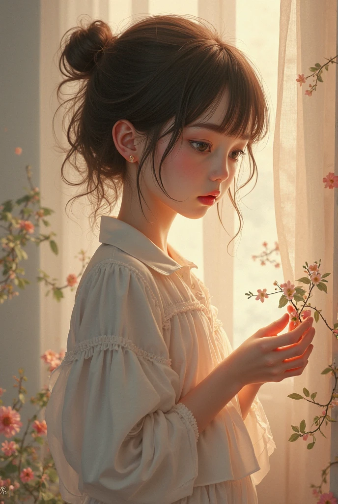 Girl holding roses