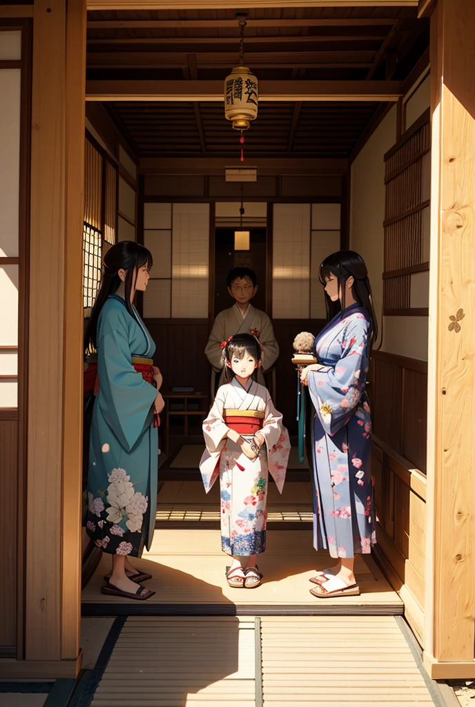 (Showa-style, Retro:1.1), Candystore、Children、(Vintage decorations:1.5), Nostalgic atmosphere、(Colorful candies:1.4), (Shelves filled with sweets:1.2), School uniform-wearing children、(Lining up:1.3), Excitement and anticipation、(Japanese architecture:1.6), Wooden floor、Old-fashioned counter、Delighted smiles on the faces of children、(Wide-eyed wonder:1.7), Toy stools、Shining candies in glass jars、Kawaii packaging、Blurred background、Soft focus、
