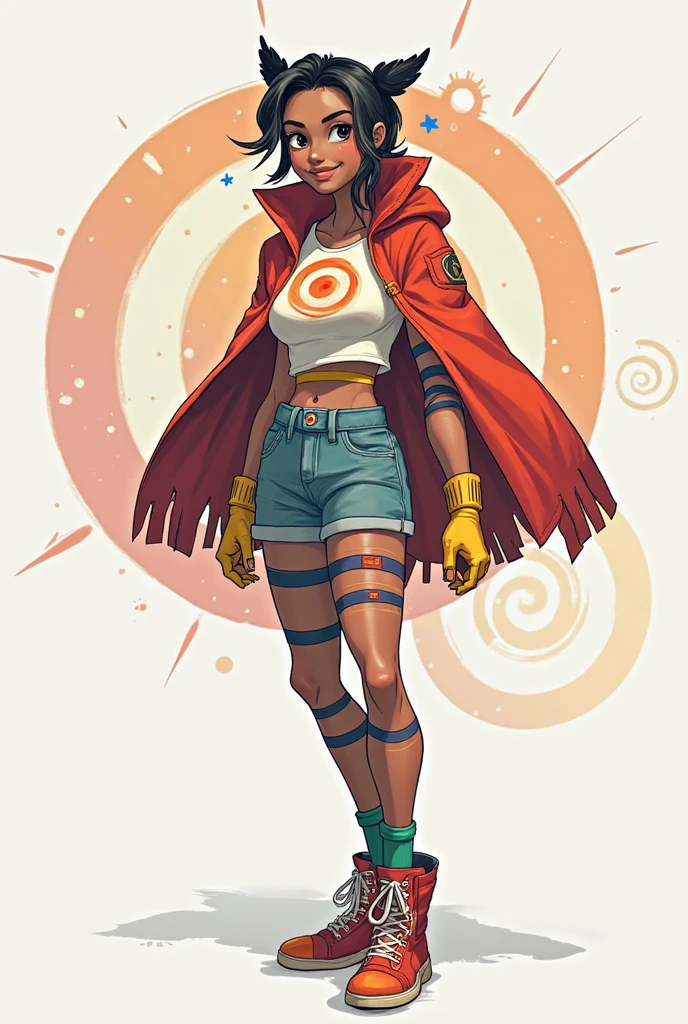 (Character: one mexican woman, mystic, brown skin, medium messy hair, abs, happy)
(Clothing: orange inca poncho, inca pants, amulets, inca tattoos)
(best quality, masterpiece),looking at viewer, upper body, blurry, street)
