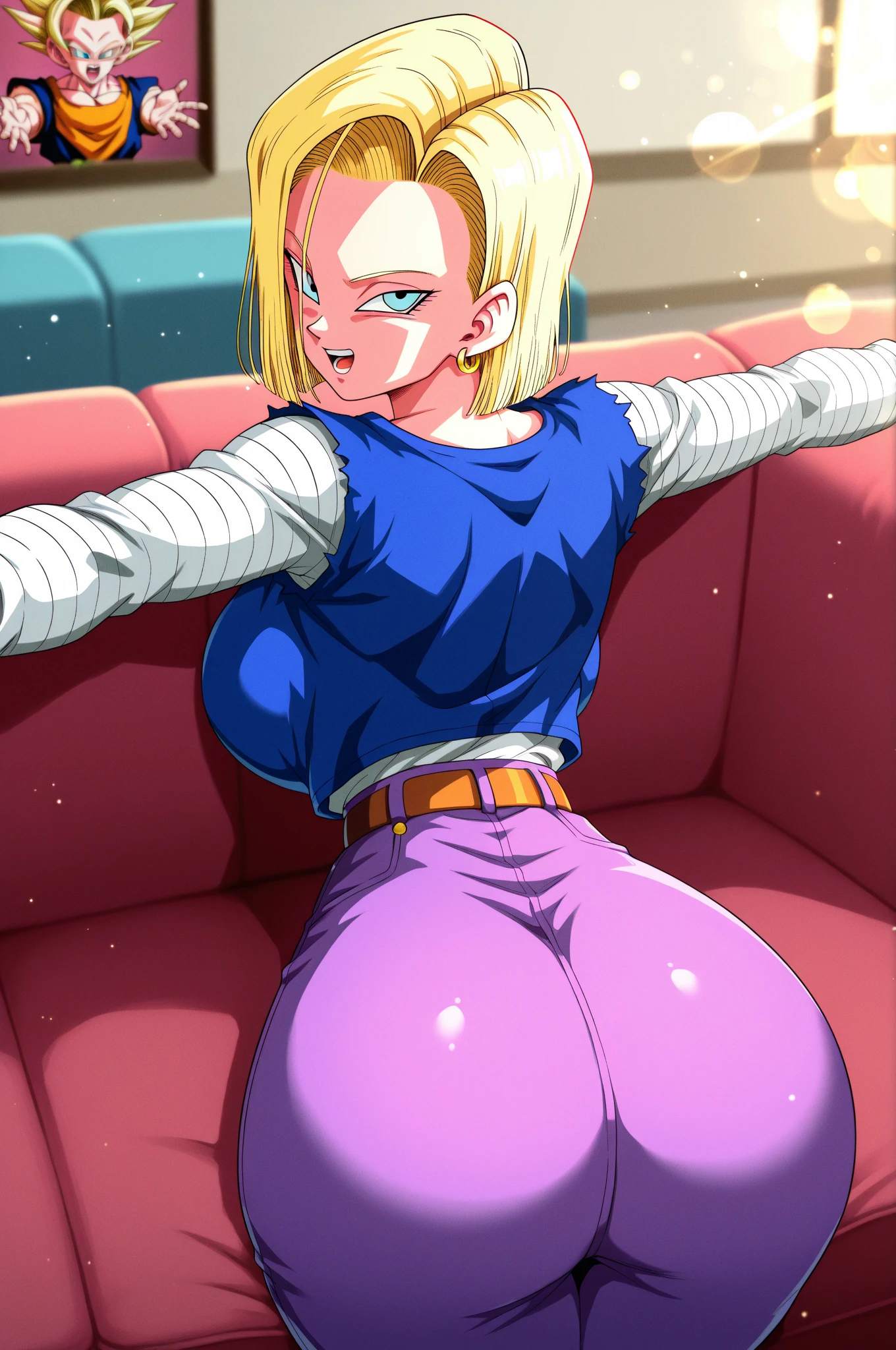 Caulifla, 1girl, muscular female,smile, ssjcaulifla, blonde hair, aqua eyes, , naked, (masterpiece, best quality, extremely detailed 8k, ultra hd, ultra-detailed, highly detailed, highly realistic, photo realistic), (beautiful realistic face, detailed realistic face), highly detailed realistic skin, sharp focus, outdoor, mountain,large breasts,erected nipples, nude,dynamic pose,dynamic angle,spread legs,cameltoe,sweat, huge breasts, huge round chubby ass, pussy is showing, hairy pussy , cum oozing from pussy, fingering pussy