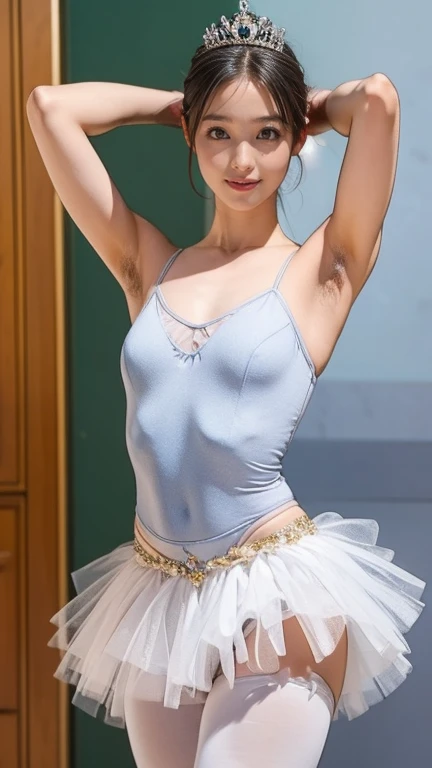 hyper detailed realistic 3DCG, topless tutu,very tall beautiful strong muscle femdom Japanese ballerina,noble proud adult matured excellent lady,laughing,unmoral,topless tutu,looking down on me, poking fun at me,ridiculing me,dominating me,humiliating me,seductive lustful smile,laughing,teasing me,deep evil sexual desire for me,aggressive,sadistic,violent,dark short hair,small face,long neck, sweaty erotic pale skin,muscular wide shoulders,beautiful clear eyes ,staring me,glaring me,flushed cheeks,red wet lips,long tongue,hot breath,spitting,white teeth,magical collar,great saggy ,big erected puffy nipples,slender muscular waist ,long strong legs,no shorts,neked smelly sticky dirty pussy,own spread ,aphrodisiac magical dancing,active lewd ballet poses,dirty loincloth,dirty knees,