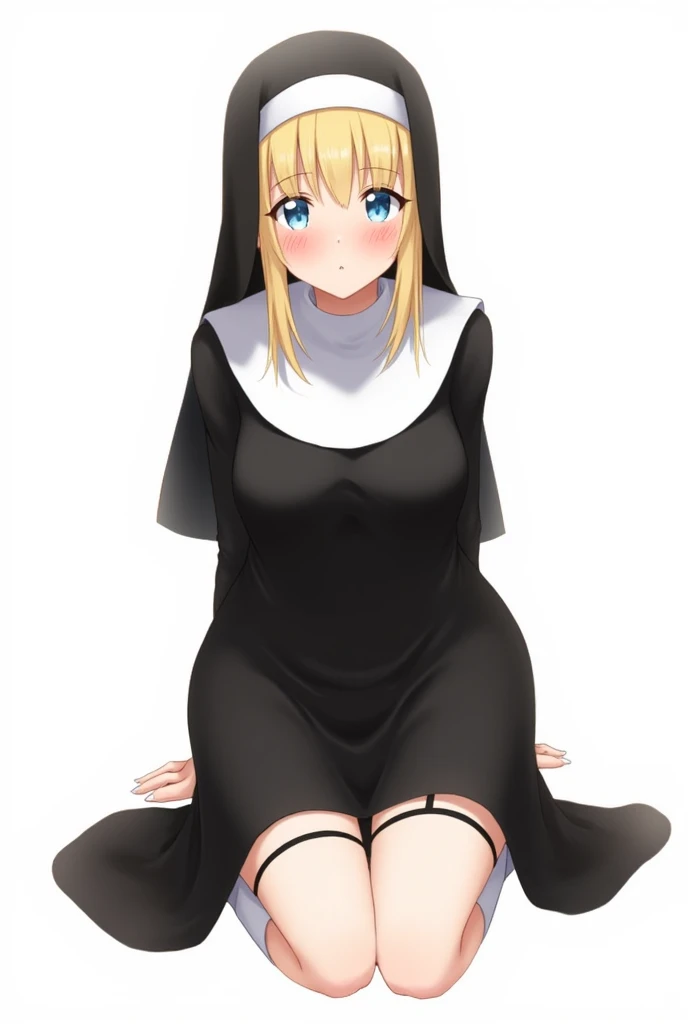 ((thick outline:1.21)),((anime:)),((impasto)),((thick paint:)),,((best quality)), ((highly detailed)),((sketch:1.36)), extremely detailed face, beautiful face,((1girl)),((solo)),shiny skin,((full body:1.25)), aasister, (long hair), ((nun:1.15)), ((habit:1.15)), white capelet, neck ribbon, ((black dress:1.21)), long sleeves, white gloves, ((full-length zipper:1.15)),((long sleeves:1.15))
,(black headwear),nsfw,,curvy,((hanging breasts:1.25))((large breasts:1.15)),,((pussy:1.35)),outdoors,((looking at)),((stairs:1.35)),((sitting:1.25)),((nose blush:1.35)),,,(bad mood,smile)open mouthblack socks,(knee socks:1.15)BREAK (dark brown shoes:1.15),(arm behind back)